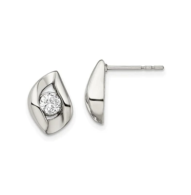 Chisel Stainless Steel Polished Cz Earrings