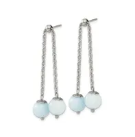 Chisel Stainless Steel Polished Blue Quartz Moveable Dangle Earrings