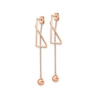 Chisel Stainless Steel Rose plated Front and Back Ball Dangle Earrings