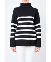 Women's Turtle Neck Stripe Sweater