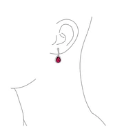 Bling Jewelry 7CT Style Halo Simulated Red Ruby Cubic Zirconia Cz Fashion Dangle Drop Teardrop Screw Back Clip On Earrings Prom Bridesmaid Wedding Rho