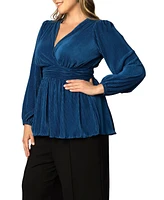 Women's Plus Size Pleated Perfection Long Sleeve Tunic Top