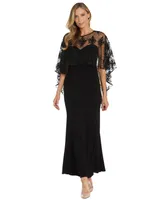 R & M Richards Women's Embellished-Capelet Gown