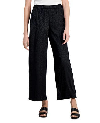 Jm Collection Women's Satin Jacquard Wide-Leg Pants, Created for Macy's