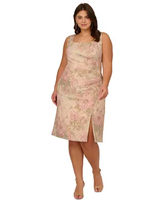 Adrianna Papell Plus Floral-Print Textured Sheath Dress