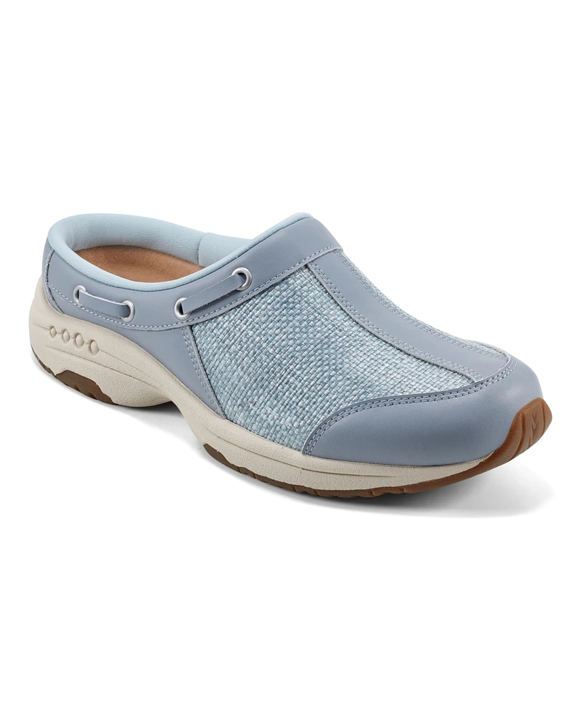 Easy Spirit Women's Travelport Casual Slip-on Mules - Light Blue Woven Multi