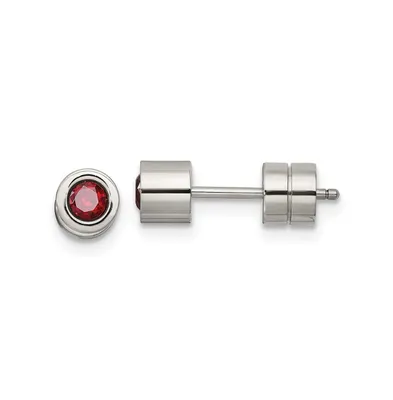 Chisel Stainless Steel Polished Red Cz January Earrings