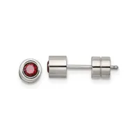 Chisel Stainless Steel Polished Red Cz January Earrings