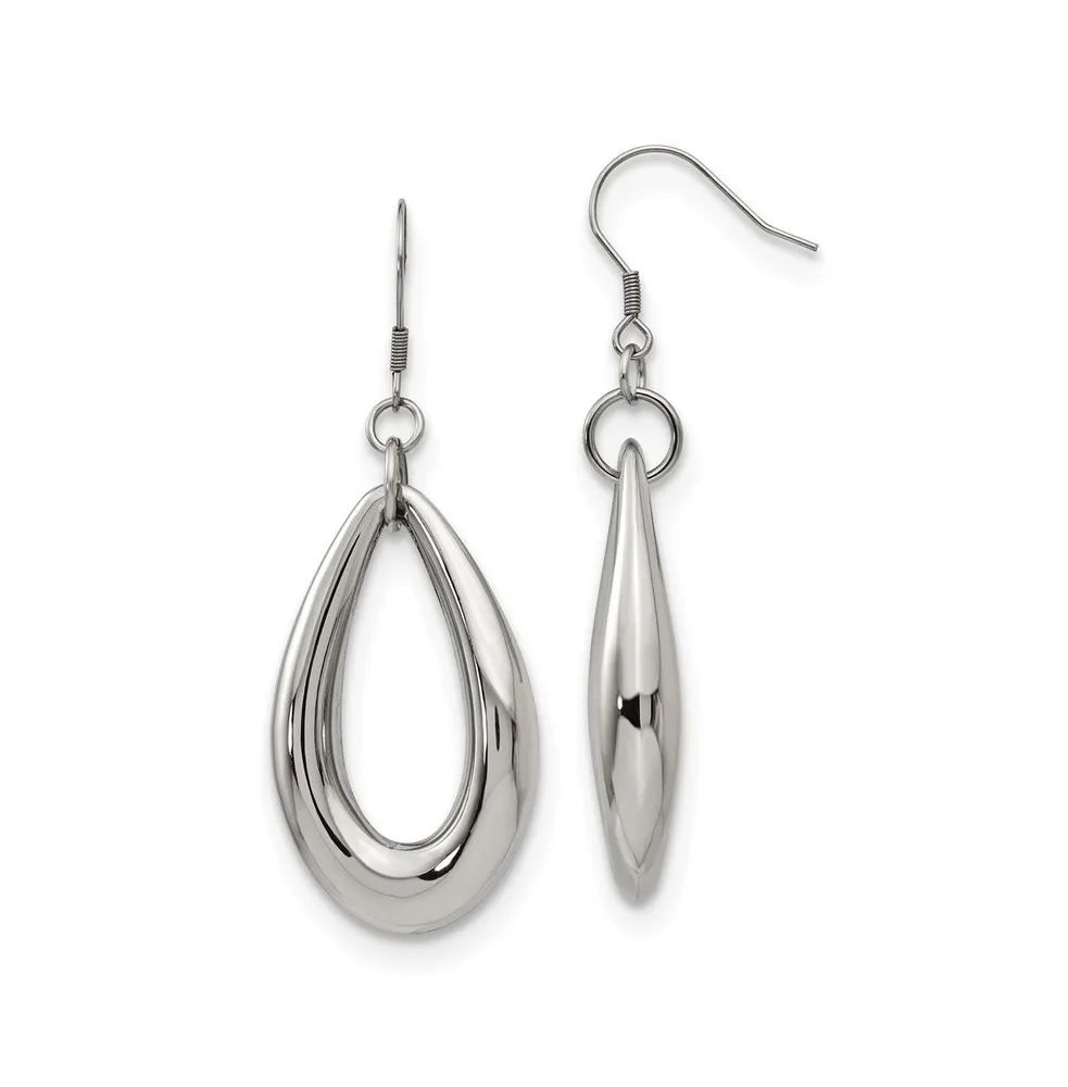 Chisel Stainless Steel Polished Teardrop Dangle Shepherd Hook Earrings