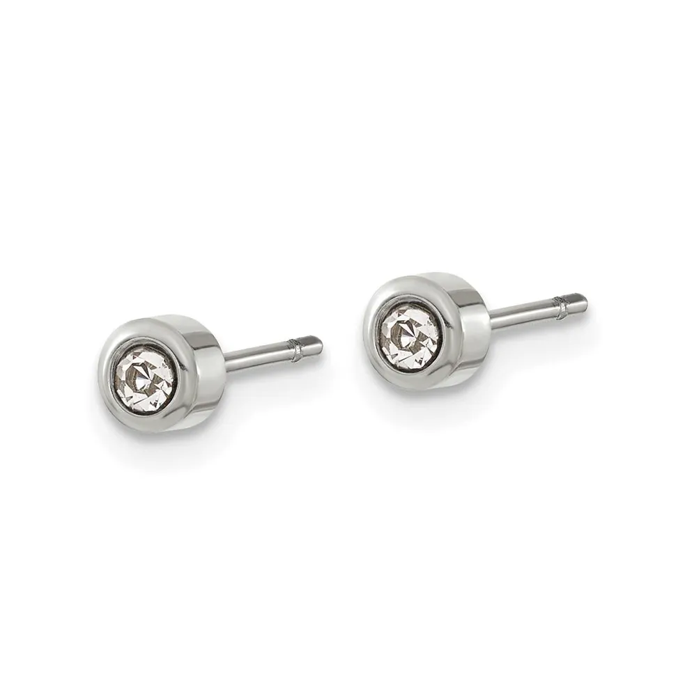 Chisel Stainless Steel Polished Crystal Earrings
