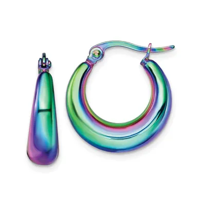 Chisel Stainless Steel Polished Rainbow Ip-plated Hoop Earrings