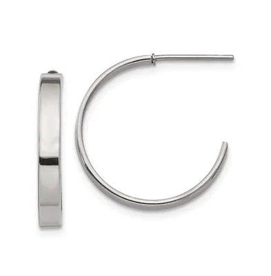 Chisel Stainless Steel Polished J Hoop Earrings