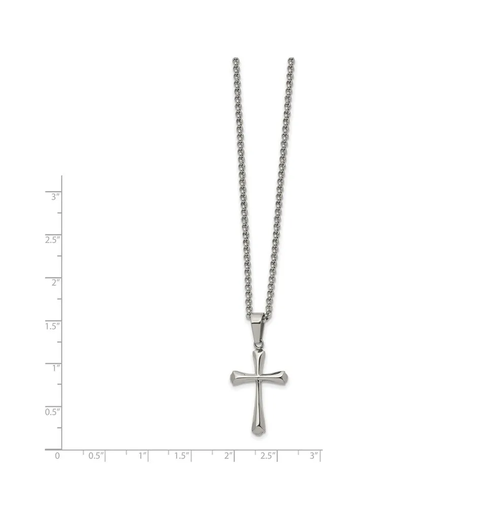 Chisel Stainless Steel Polished Cross Pendant on a Rolo Chain Necklace