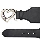 Steve Madden Women's Heart Buckle Stretch Faux-Leather Belt