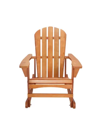 Simplie Fun Adirondack Rocking Chair Solid Wood Chairs Finish Outdoor Furniture For Patio, Backyard, Garden