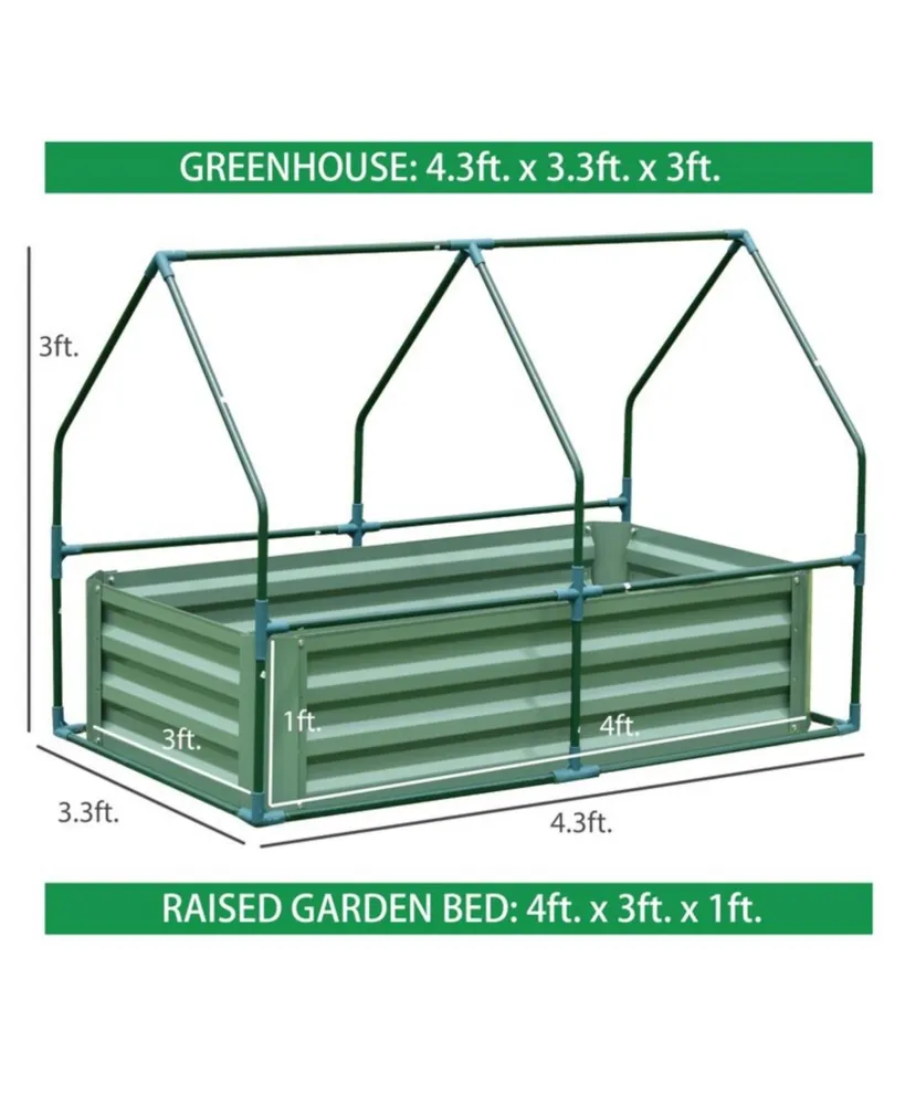 Aoodor-4.3ftx3.3ftx3ft Raised Garden Bed for Patio Outdoor Yard