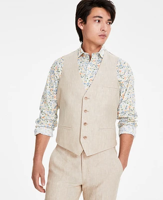 Bar Iii Men's Slim-Fit Linen Suit Vest, Created for Macy's