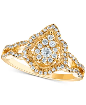 Diamond Pear Shaped Halo Cluster Ring (1/2 ct. t.w.) in 14k Gold