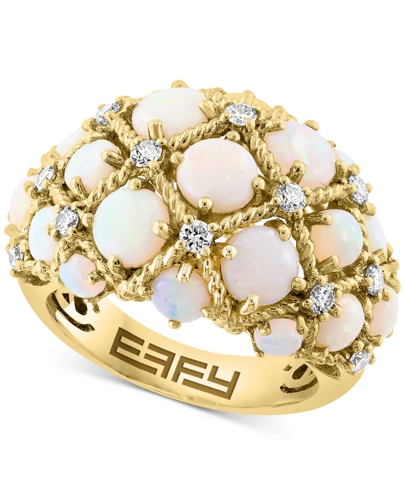 Effy Opal (5-5/8 ct. t.w.) & Diamond (1/2 ct. t.w.) Lattice Cluster Ring in 14k Gold