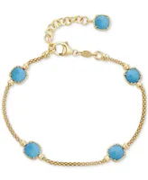 Lapis Lazuli Station Link Chain Bracelet in 14k Gold-Plated Sterling Silver (Also in Turquoise & Onyx)