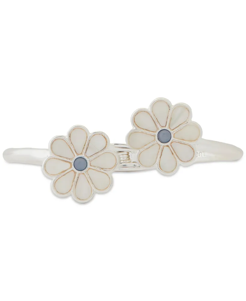 Lucky Brand Silver-Tone Color Stone & Mother-of-Pearl Daisy Cuff Bracelet