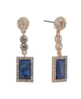 Laundry by Shelli Segal Gold Tone Linear Earrings with Stones and Semi-Precious Stone