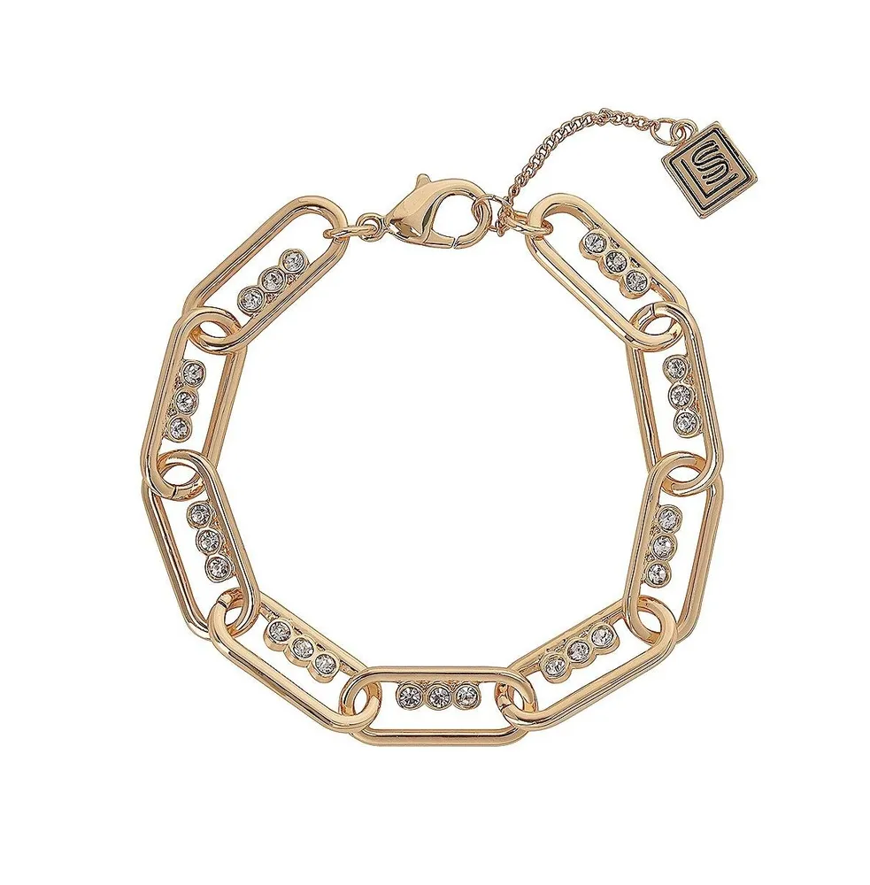 Laundry by Shelli Segal Gold Tone Chain Bracelet with Crystal Stone Accents