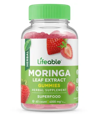 Lifeable Moringa Leaf Extract 4,000 mg Gummies - Superfood Immunity Boost - Great Tasting Natural Flavor, Herbal Supplement Vitamins - 60 Gummies