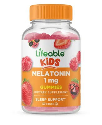 Lifeable Kids Melatonin 1 mg Gummies - Falling Asleep And Staying Asleep - Great Tasting Natural Flavor, Dietary Supplement Vitamins - 60 Gummies