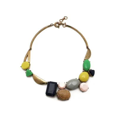 Sohi Women's Multicolor Abstract Stone Cluster Necklace