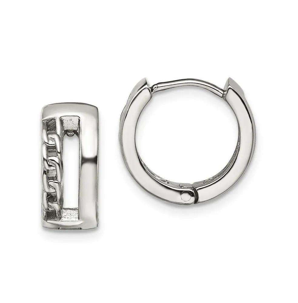 Chisel Stainless Steel Polished Huggie Hinged Hoop Earrings