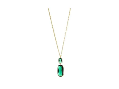 Emerald Crystal Double Drop Pendant Necklace
