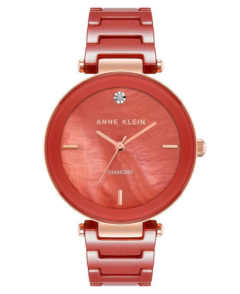 Anne Klein Women's Quartz Red Ceramic Link Watch, 33mm