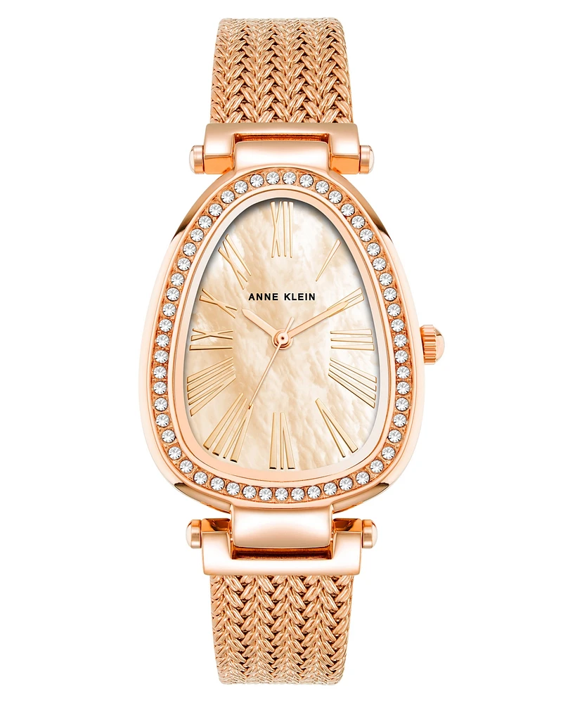 Anne Klein Women's Quartz Rose Gold-Tone Stainless Steel Mesh Watch, 36mm - Rose Gold