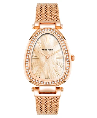 Anne Klein Women's Quartz Rose Gold-Tone Stainless Steel Mesh Watch, 36mm - Rose Gold