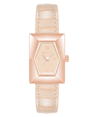 Anne Klein Women's Quartz Blush Crocograin Leather Band Watch, 20mm