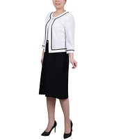 Ny Collection Women's 3/4 Sleeve Dress, 2 Piece Set