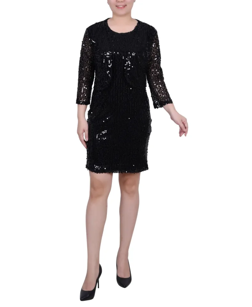 Ny Collection Women's Sequined Bolero Jacket and Dress, 2 Piece Set