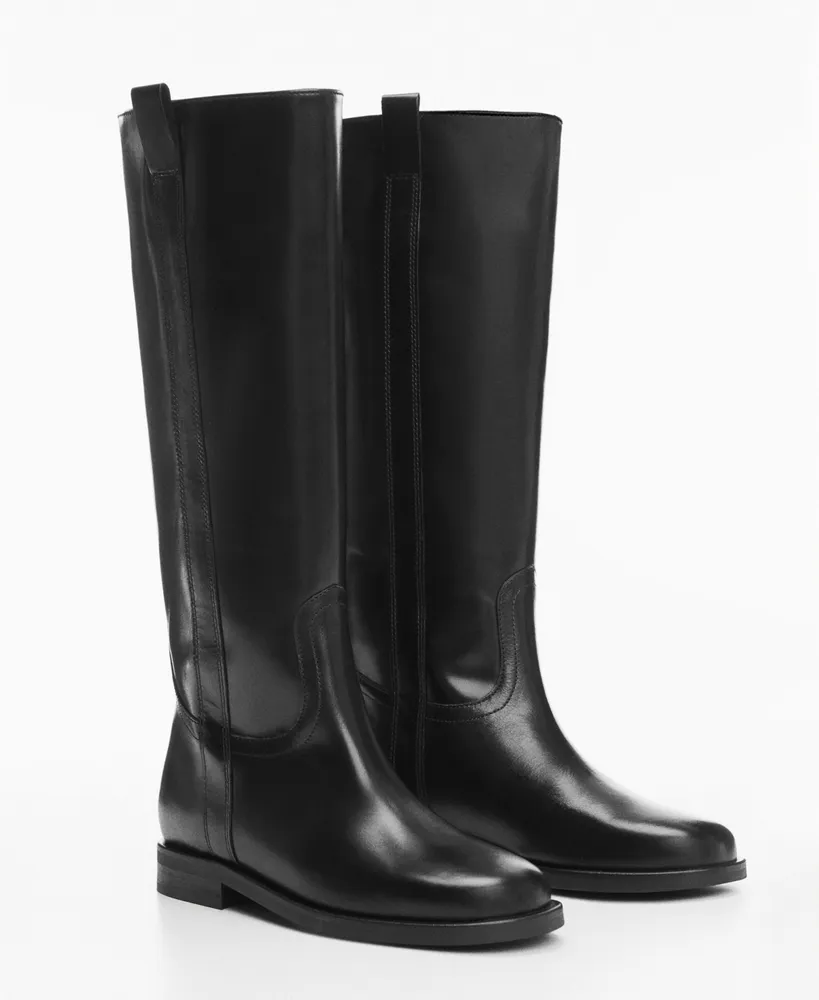 Mango Women's Leather High-Leg Boots