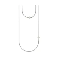 Chisel Polished Layered Sideways Cross 18 inch Cable Chain Necklace
