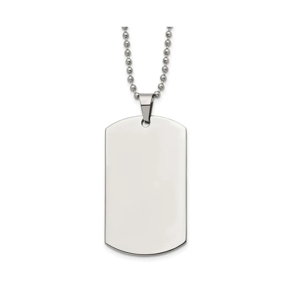 Chisel Brushed Rounded Edge 2mm Dog Tag Ball Chain Necklace