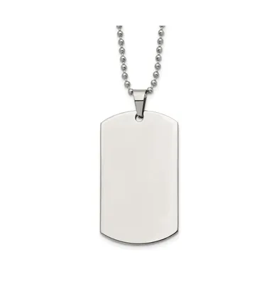 Chisel Brushed Rounded Edge 2mm Dog Tag Ball Chain Necklace