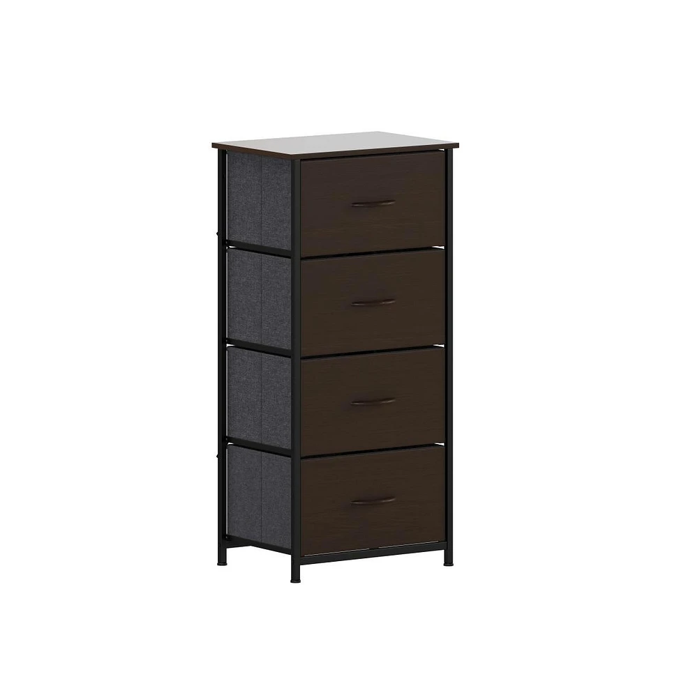 Marley 4 Drawer Storage Dresser With Cast Iron Frame, Wood Top And Easy Pull Engineered Drawers Wooden Handles