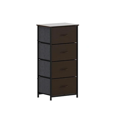 Marley 4 Drawer Storage Dresser With Cast Iron Frame, Wood Top And Easy Pull Engineered Drawers Wooden Handles
