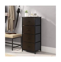 Marley 4 Drawer Storage Dresser With Cast Iron Frame, Wood Top And Easy Pull Engineered Drawers Wooden Handles