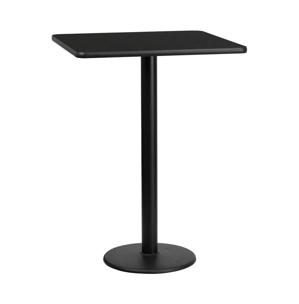 Emma+Oliver 30" Square Laminate Table Top With 18" Round Bar Height Base