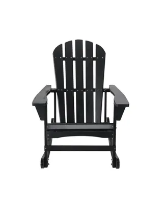 Simplie Fun Adirondack Rocking Chair Solid Wood Chairs Finish Outdoor Furniture For Patio, Backyard