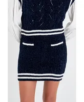 Women's Chenille Contrast Mini Skirt