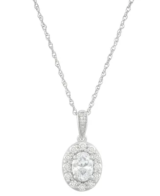 Diamond Oval Halo 18" Pendant Necklace (1/2 ct. tw.) in 14k White Gold