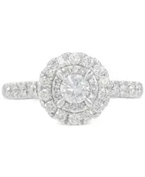 Diamond Double Halo Engagement Ring (1 ct. t.w.) in 14k White Gold